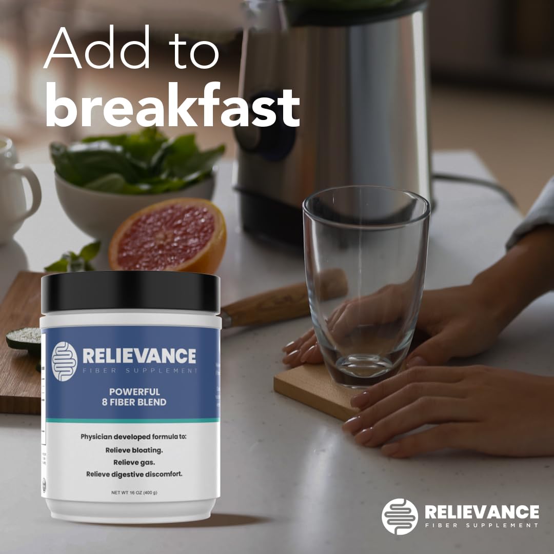Relievance Fiber Supplement - Clean Formula - Bloating & Gas Relief Fiber Supplement - 8-Fiber Blend for Digestive Health, Doctor Developed, Supports Regularity & Gut Comfort