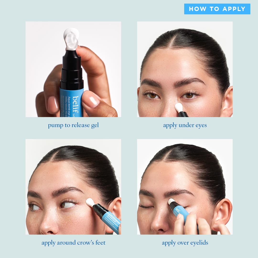belif Aqua Bomb Cooling Eye Gel (15ml / 0.5 fl. oz.) - Hydrating Eye Treatment with Caffeine, Hyaluronic Acid & Vitamin C - Korean Skincare