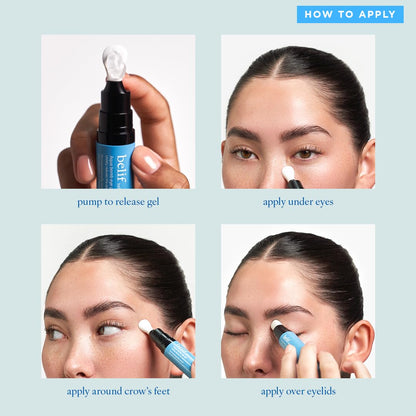 belif Aqua Bomb Cooling Eye Gel (15ml / 0.5 fl. oz.) - Hydrating Eye Treatment with Caffeine, Hyaluronic Acid & Vitamin C - Korean Skincare