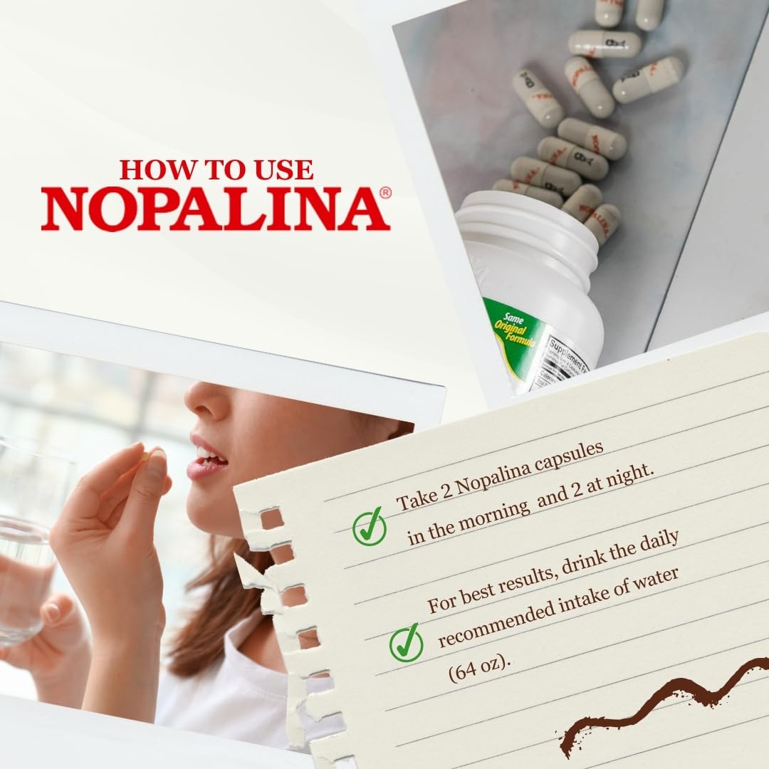 Nopalina Fiber Formula - 120 Capsules - Flax Seed, Psyllium, Oat and Wheat Bran, Omega 3, 6 & 9 - Gut Health & Regularity - The Original