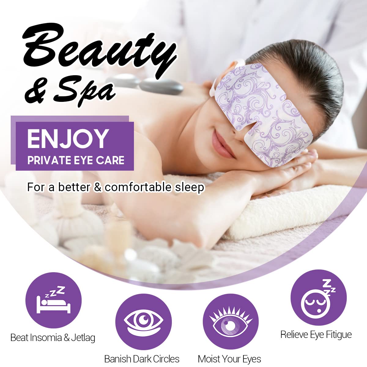 16-Pack Lavender Steam Eye Masks - Self-Heating Warm Compress for Dry Eyes, Tired Eyes & Dark Circles - Disposable Heated Sleep Mask & Travel Essentials