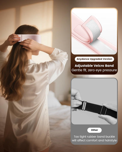 Anydance Cordless Heated Eye Mask - Rechargeable Warm Compress for Dry Eyes & Sleep Relief (Rose Pink)