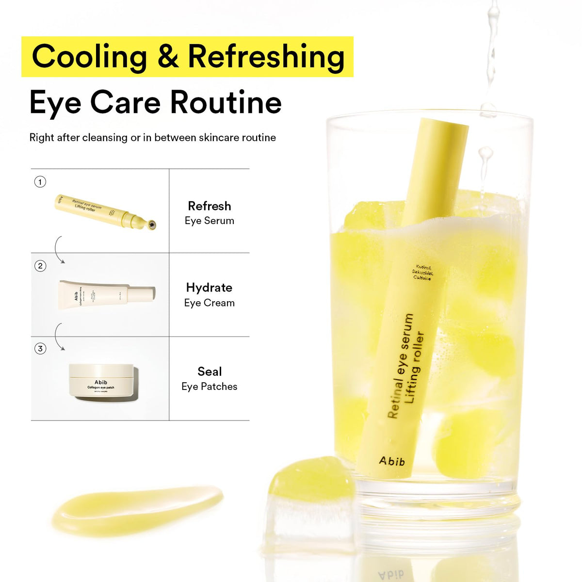 Abib Retinal Eye Serum Lifting Roller (0.5 Fl Oz) - Anti-Aging Under Eye Applicator with Caffeine & Bakuchiol for Wrinkles, Puffiness & Dark Circles