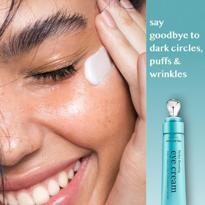 Caffeine Eye Cream for Dark Circles & Puffiness (15ml) - Anti-Aging Brightener with Niacinamide, Squalane & Peptide Complex - Cooling Zinc Roller Applicator