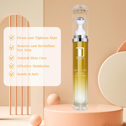 Dongyu Retinol Eye Serum 360° Roller - Anti-Aging Treatment with Massage Ball for Dark Circles, Puffiness & Wrinkles