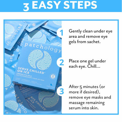 Patchology Iced Cooling Under Eye Mask Patches - Peptides, Cloudberry Oil & Bakuchiol - Firming Hydrating Eye Gels for Fine Lines, Puffiness & Dark Circles - 5 Pairs