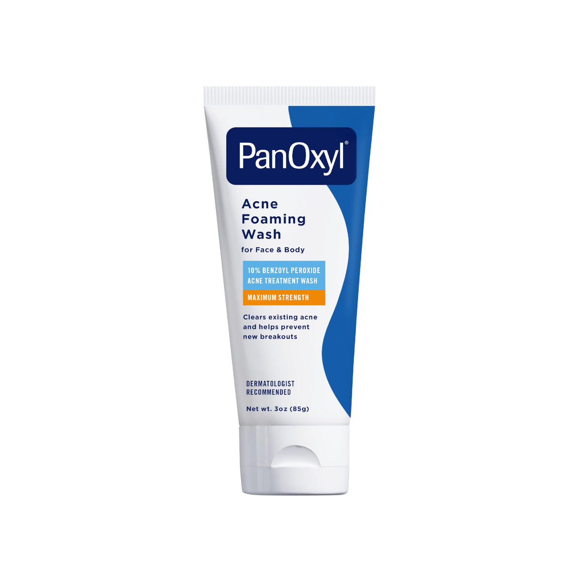 PanOxyl Acne Foaming Wash for face & body Benzoyl Peroxide 10% Maximum Strength Antimicrobial, 3 oz. - Travel Size