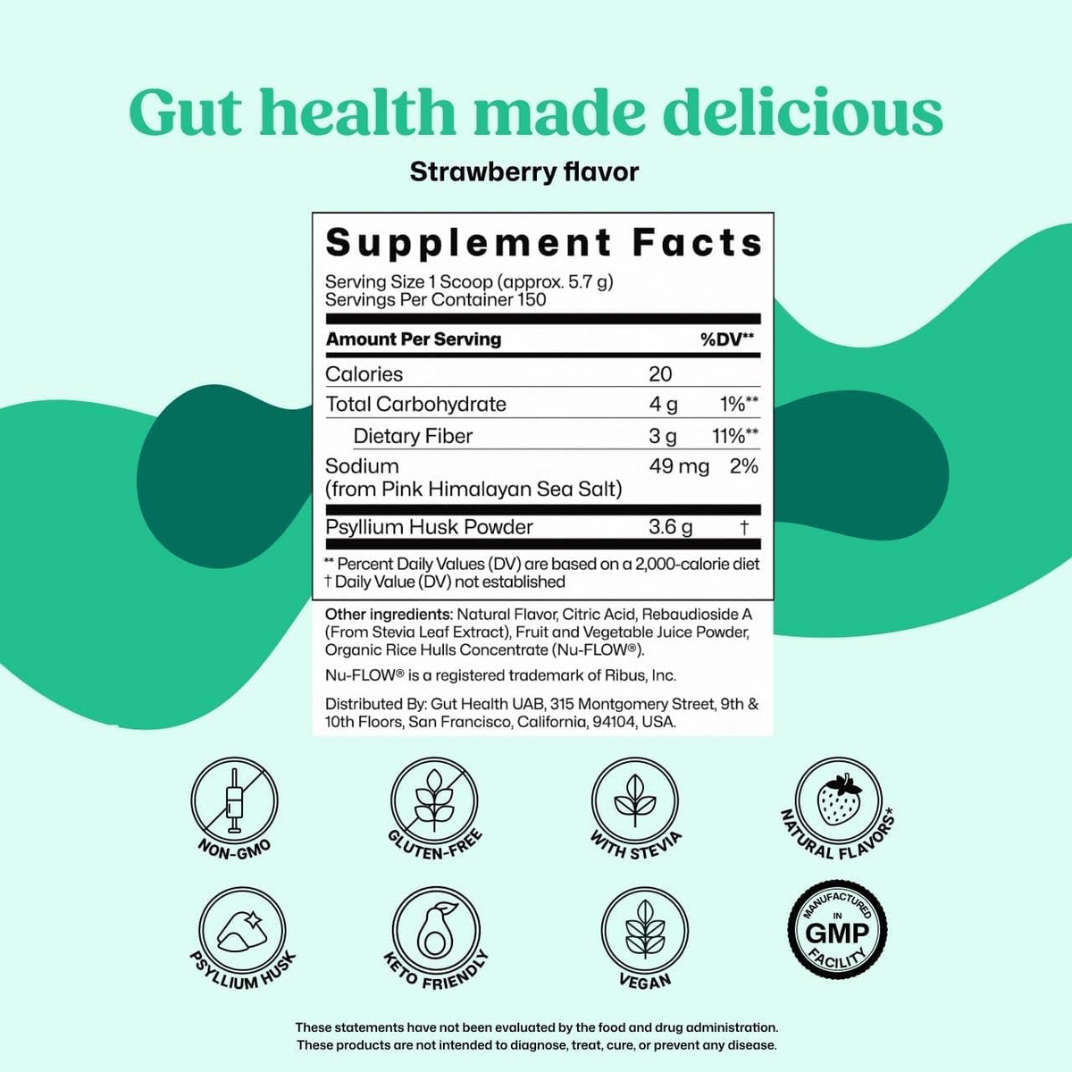 ColonBroom Psyllium Husk Powder (Strawberry, 150 Servings) - Colon Cleanse for Bloating Relief & Gut Health - Colon Broom Fiber Powder Drink - Vegan, Gluten Free, Non-GMO Fiber Powder Supplement