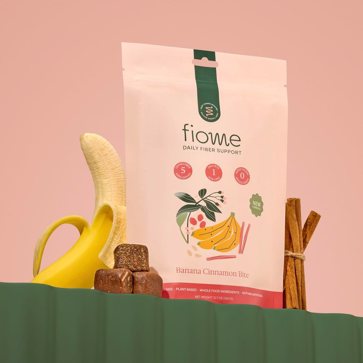 Fiome Fiber Bites - 5g Daily Fiber Supplement - Supports Regularity, Digestion and Gut Health - All Natural Ingredients, 30 Servings, Banana Cinnamon Flavor