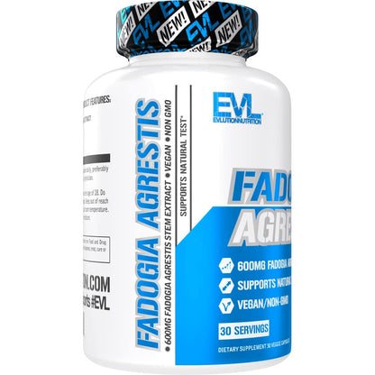 Evlution Fadogia Agrestis 600mg 10:1 Extract - Men's Testosterone Support & Performance Booster - 60 Capsules