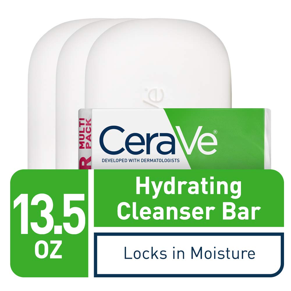 CeraVe Hydrating Cleanser Bar 3-Pack 4.5 oz Each Soap-Free Face & Body Cleanser