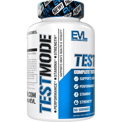 Evlution Nutrition TestMode Testosterone Support for Men - Performance, Stamina & Strength Supplement - 100 Veggie Capsules (50 Servings)