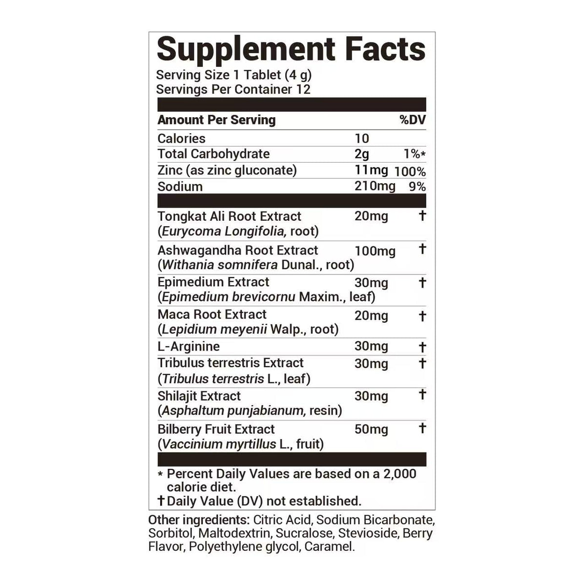 DrBioCare Peak Mode Core Vitality 7-in-1 Effervescent Tablets for Men - Tongkat Ali, Maca, L-Arginine & Ashwagandha - Stamina, Drive & Performance Support (Berry Flavor, 12 Tablets)