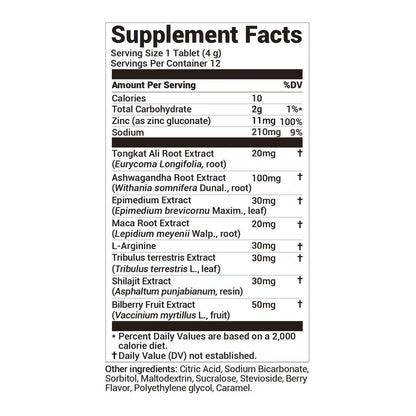 DrBioCare Peak Mode Core Vitality 7-in-1 Effervescent Tablets for Men - Tongkat Ali, Maca, L-Arginine & Ashwagandha - Stamina, Drive & Performance Support (Berry Flavor, 12 Tablets)