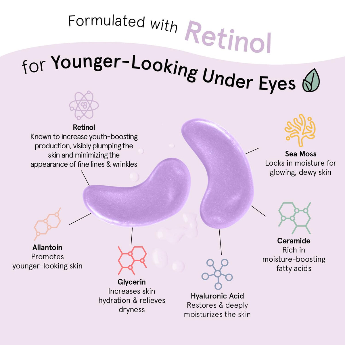 grace & stella Retinol & Purple Under Eye Patches - 48 Pairs - Restoring Gel Masks with Hyaluronic Acid for Puffy Eyes