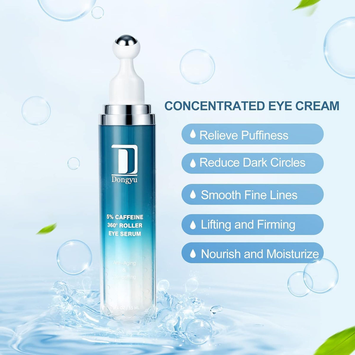 Upgraded Caffeine Eye Serum (15ml) - Instant Morning Wake-Up for Dark Circles, Puffiness & Sagging Eyelids