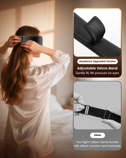 Anydance Cordless Heated Eye Mask - Rechargeable Warm Compress for Dry Eyes & Sleep Relief (Black)