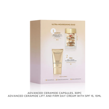 Elizabeth Arden Firm Resolutions Advanced Ceramide 2-Piece Skincare Gift Set for Women, Includes Full-Size Serum Capsules and 0.5oz Day Cream with Sunscreen, 2 count