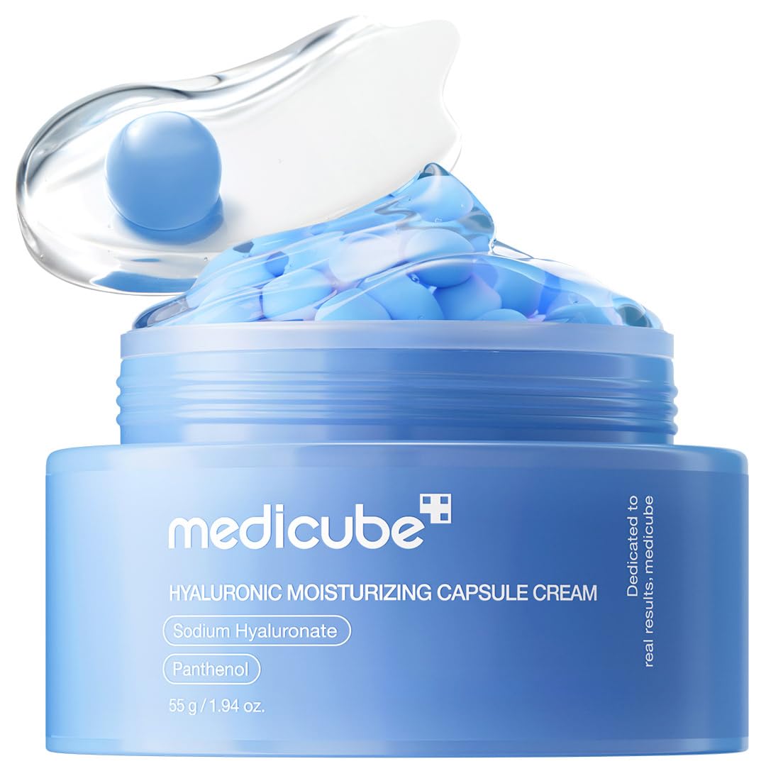 medicube Capsule Cream with Hyaluronic Acid - 120H Lasting Hydration, Barrier Care, Calming Daily Facial Moisturizer For All Skin Types - Panthenol & Ceramides - Korean Skincare, 1.94 oz