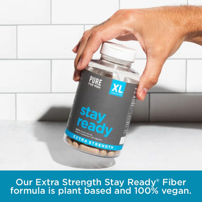 Pure for Men Stay Ready Fiber Extra Strength Supplement - Digestive Regularity - Bowel Movement & Gut Health Support - Vegan Cleanliness - Proprietary Formula - 120 Vegan XL Capsules