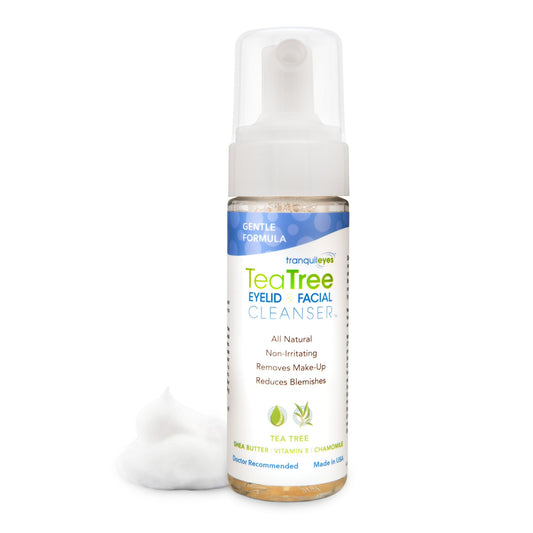 EYEECO Gentle Tea Tree Oil Foaming Facial Cleanser - 1.6oz - Non-Irritating Eyelid Cleanser & Face Wash with Tea Tree, Chamomile & Shea Butter