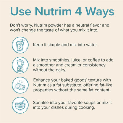 Nutrim Oat Bran Powder with 750mg Beta Glucan per Serving - Easy-Mix Soluble Fiber for Cholesterol Management & Immune Support - Heart Healthy, Non-GMO & Vegan Oatmeal Powder