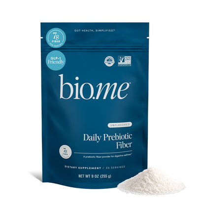 Bio.me Daily Prebiotic Fiber Powder Unflavored - 7g Per Serving - Soluble & Insoluble Fiber Supplement Powder for Women & Men - Digestive Health & Gut Health - GLP-1 Friendly, Sugar Free - 30 Servings
