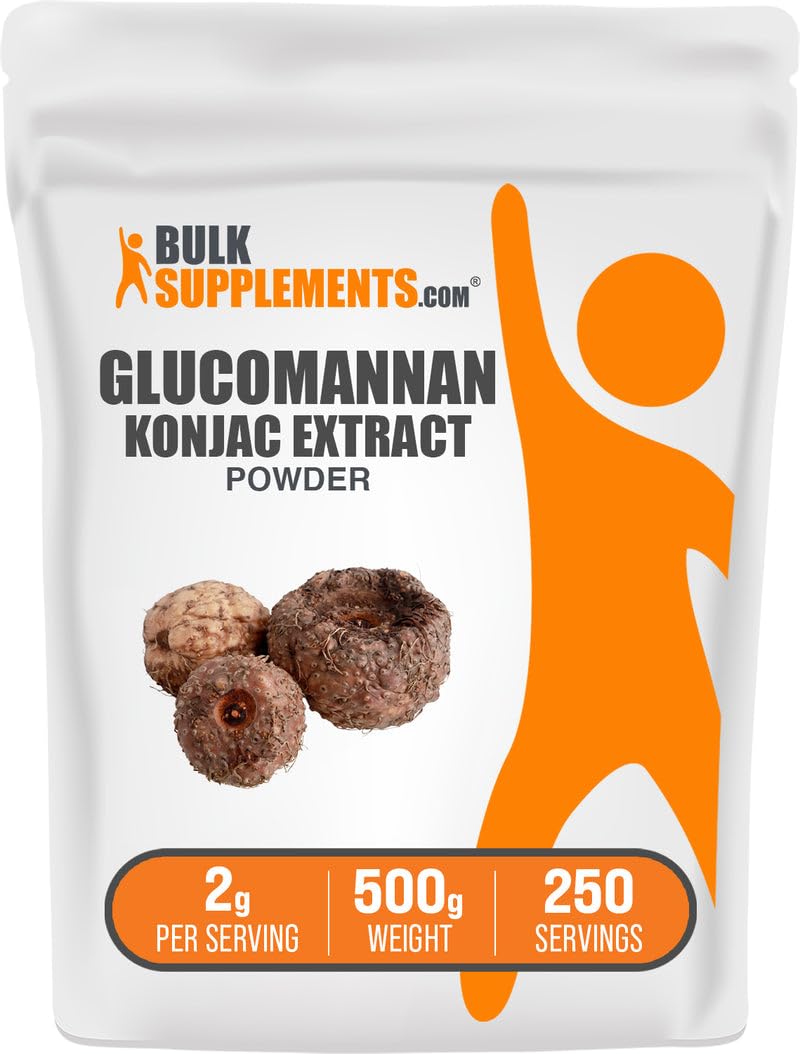 BulkSupplements.com Glucomannan Powder - from Konjac Root Extract Powder, Glucomannan Supplements - Gluten Free, 2g per Serving, 500g (1.1 lbs) (Pack of 1)