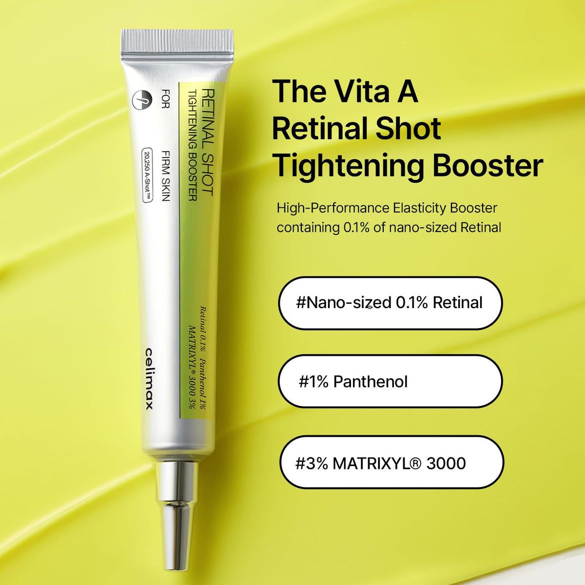 celimax The Vita A Retinal Shot Tightening Booster - 0.1% Retinal, 3% Matryxyl, High-Strength Retinoid for Anti-Aging, Pore Minimizer, Wrinkles & Fine Lines, Firmer Skin, 15ml, Mothers Day Gift