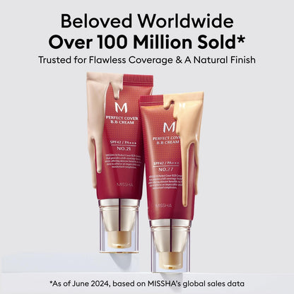 MISSHA M Perfect Cover BB Cream No.13 Bright Beige - Fair with Cool Undertone SPF 42 PA +++ 1.69 Fl Oz - Tinted Moisturizer for face with SPF
