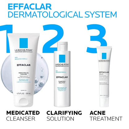 La Roche-Posay Effaclar Medicated Gel Cleanser, 2% Salicylic Acid Cleanser + LHA + Glycerin, Foaming Acne Face Wash, Helps Clear &