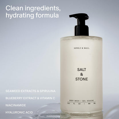 Salt & Stone Body Wash Neroli & Basil 15.2 fl oz, Hydrating Gel Cleanser