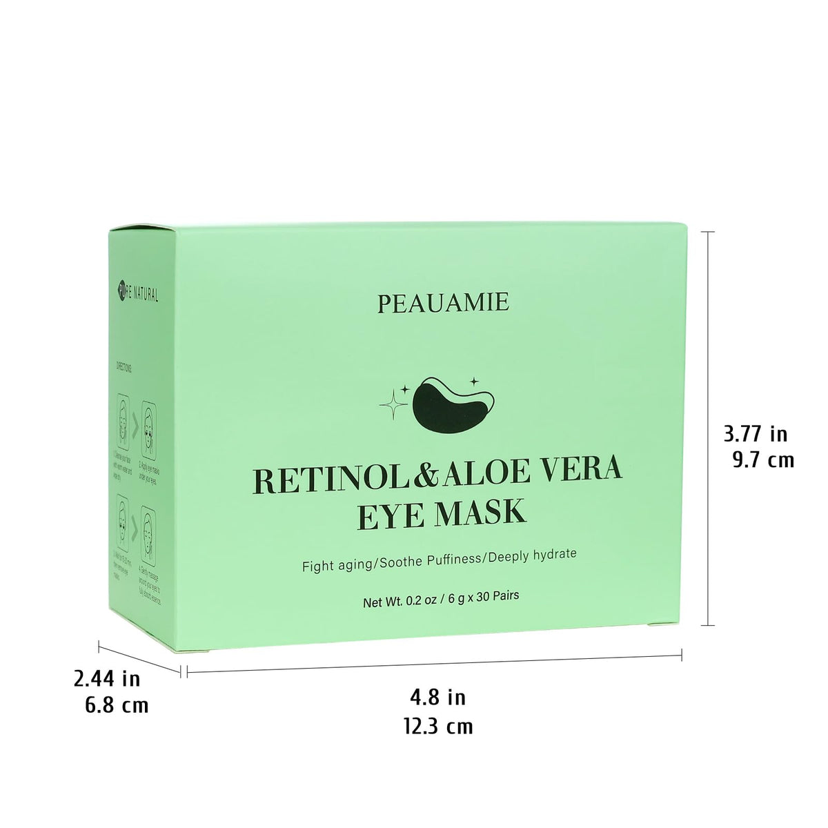 PEAUAMIE Retinol & Aloe Vera Under Eye Patches (30 Pairs) - Intensive Anti-Aging & Soothing Eye Mask for Wrinkles, Dark Circles & Puffiness