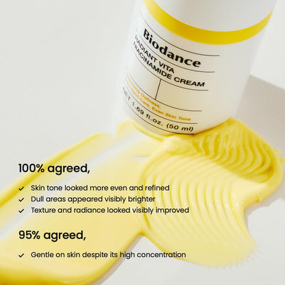BIODANCE Radiant Vita Niacinamide Cream, Brightening, Dark Spot Correcting, Hydrating Facial Moisturizer with Vitamin C, B12, Korean Skin Care, Mothers Day Gifts - 1.69 fl.oz, 50ml