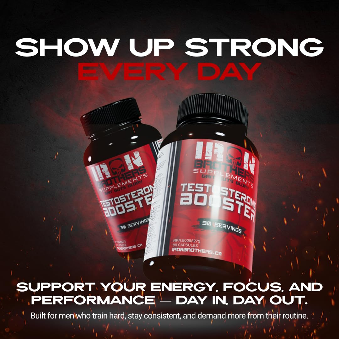 Testosterone Support Supplement for Men - Tribulus, Tongkat Ali, Ashwagandha & DIM - Energy, Vitality & Performance Formula - Iron Brothers (90 Capsules)