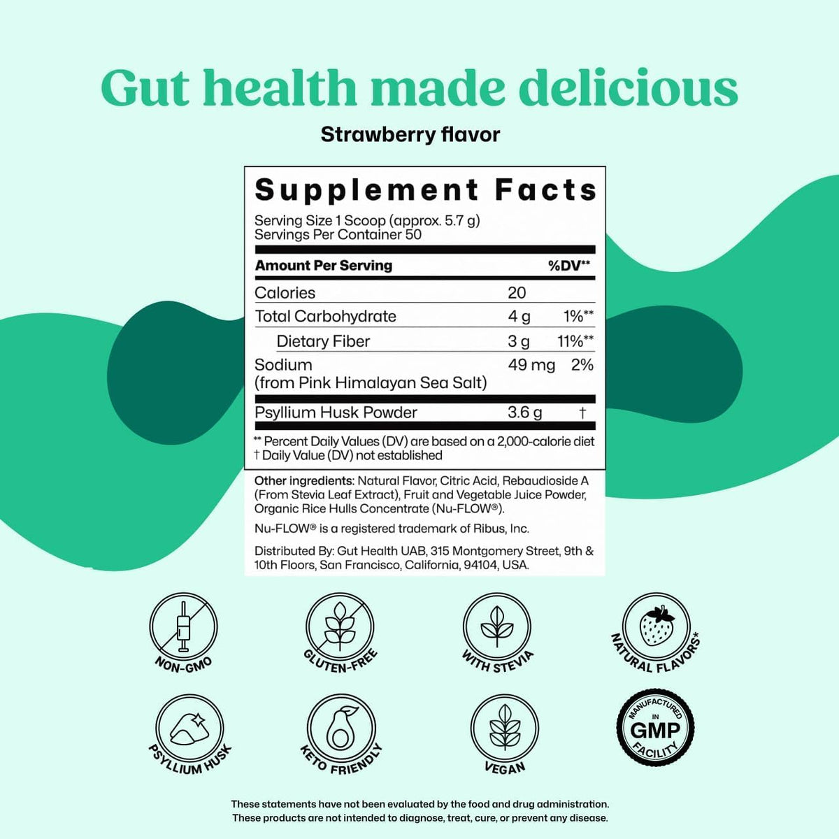 ColonBroom Psyllium Husk Powder (Strawberry, 50 Servings) - Colon Cleanse for Bloating Relief & Gut Health - Colon Broom Fiber Powder Drink - Vegan, Gluten Free, Non-GMO Fiber Powder Supplement