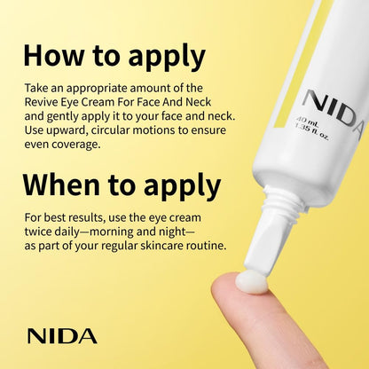 NIDA Revive Eye Cream for Face & Neck - Probiotic, Retinal & Peptide Formula for Wrinkles, Firmness & Cell Turnover (1.35 fl. oz / 40ml)