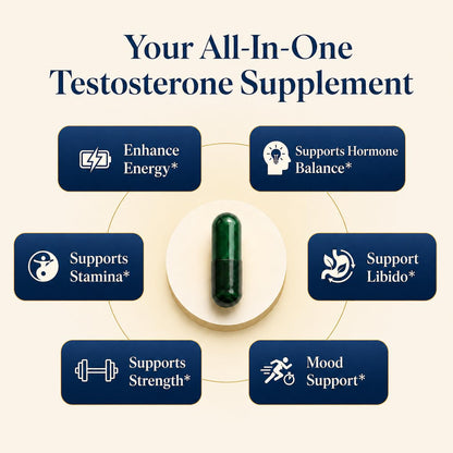 8-in-1 Testosterone Booster for Men - Tongkat Ali 700mg & Fadogia Agrestis - Energy, Strength & Muscle Recovery Support Supplement (60 Capsules)