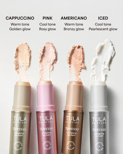 TULA Skin Care ‘Spresso Energizing Eye Balm (Gold Glow) - 10g (0.35 oz) - Caffeine Under Eye Stick for Instant Brightening