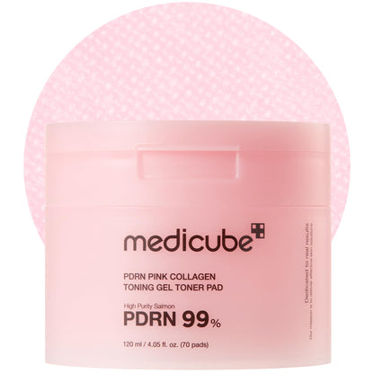 medicube Toner Pads Salmon DNA PDRN Pink Collagen Jelly Pad - Korean Gel Toner Pad - Niacinamide, Madecassoside, Retinol - Soothing, Radiance, Uneven Skin Tone - Korean Skin Care - 70 Pads (1 Pack)