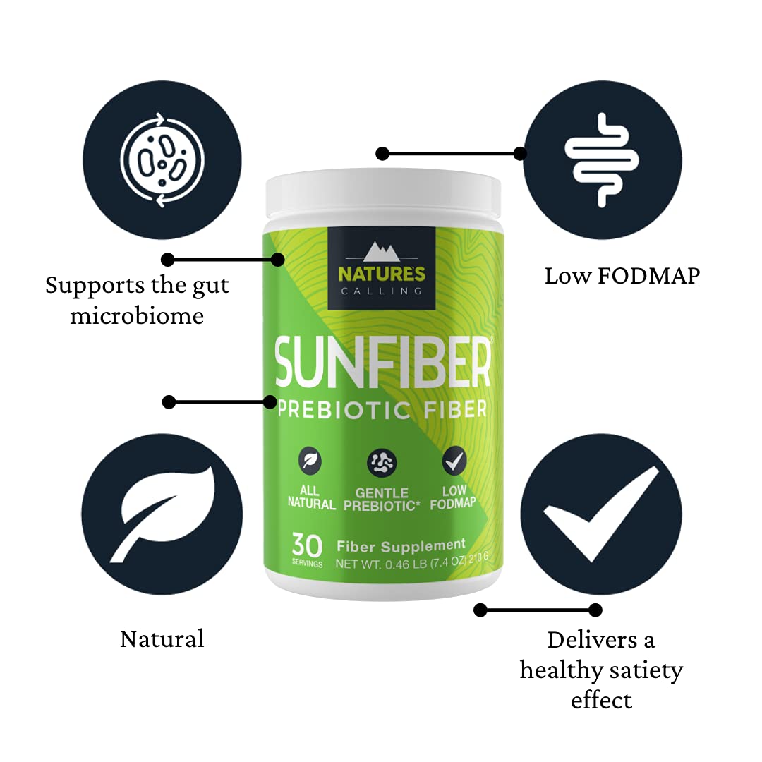 NATURE'S CALLING All-Natural Fiber Supplement - Gentle - Non-GMO - Low-FODMAP - Sunfiber - Prebiotic, 30 Servings (7.4 oz)