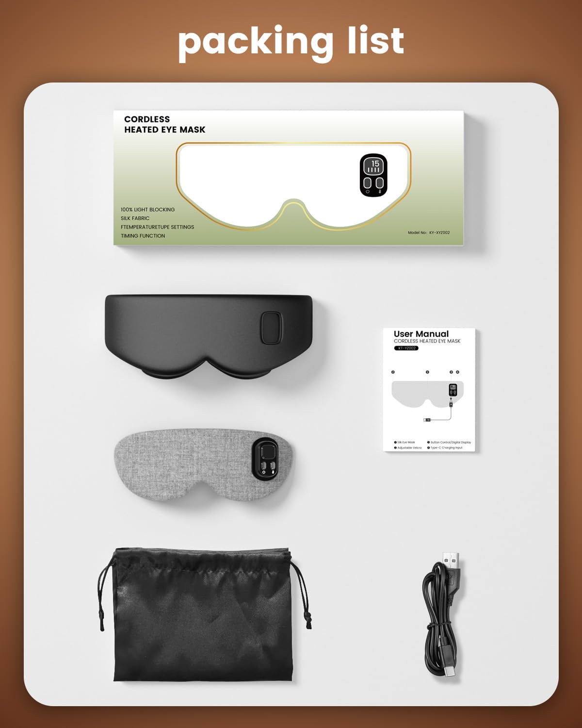 Anydance Cordless Heated Eye Mask - Rechargeable Warm Compress for Dry Eyes & Sleep Relief (Black)