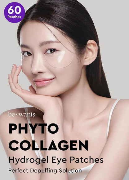 Bewants Under Eye Patches - Korean Eye Masks with Vegan Collagen & Bamboo Water for Dark Circles (60 Pcs)