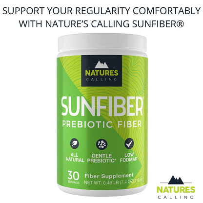 NATURE'S CALLING All-Natural Fiber Supplement - Gentle - Non-GMO - Low-FODMAP - Sunfiber - Prebiotic, 30 Servings (7.4 oz)
