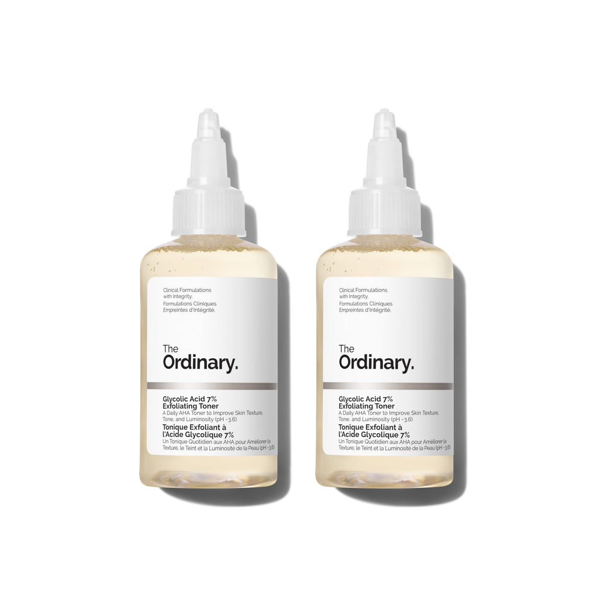The Ordinary Glycolic Acid 7% Exfoliating Toner, Brightening and Smoothing Daily Toner for More Even-Looking Skin Tone, 3.4 Fl Oz (Pack of 2)