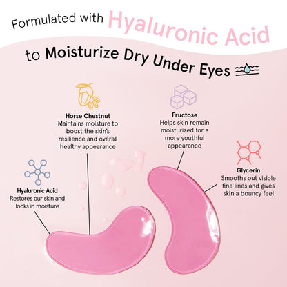 grace & stella Pink Under Eye Mask - 24 Pairs - Vegan Gel Patches for Dark Circles, Puffy Eyes & Wrinkles