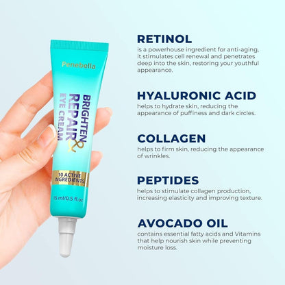 4-in-1 Under Eye Brightener - Anti-Aging Cream with 5% Caffeine, Niacinamide, Retinol & Peptides - Reduces Dark Circles, Puffiness & Wrinkles