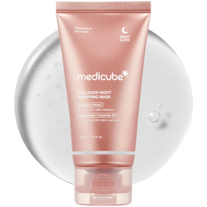 medicube Wrapping Mask Collagen Overnight Peel Off Facial Mask - Elasticity & Hydration Care, Reduces Sagging & Dullness - Hydrolyzed Collagen For Glowing Skin - Korean Skin Care, 2.53 fl.oz