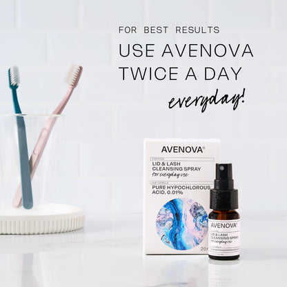 Avenova Eyelid and Eyelash Cleanser Spray (20ml) - Pure Hypochlorous Acid for Dry Eye & Blepharitis Relief