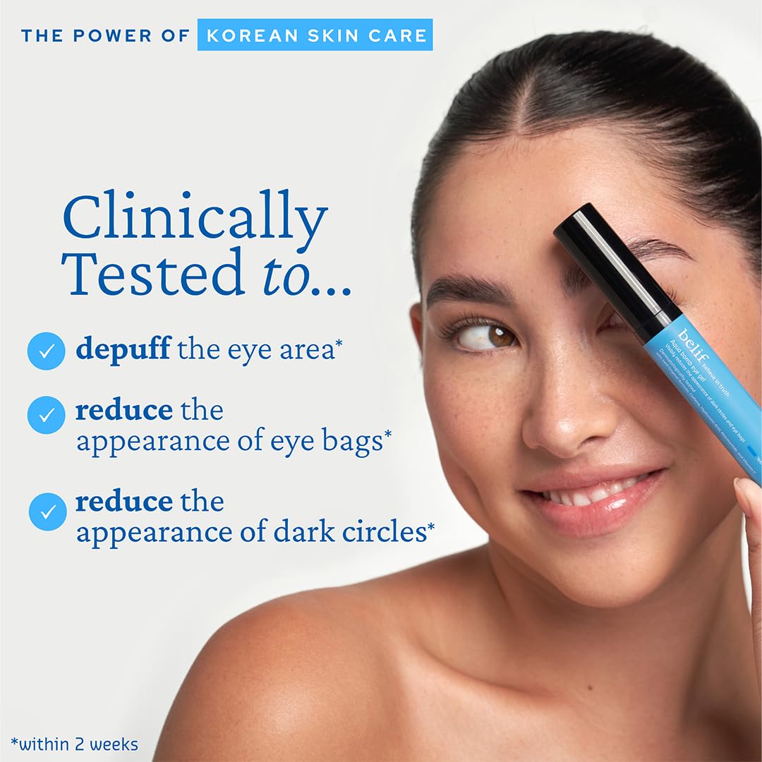 belif Aqua Bomb Cooling Eye Gel (15ml / 0.5 fl. oz.) - Hydrating Eye Treatment with Caffeine, Hyaluronic Acid & Vitamin C - Korean Skincare